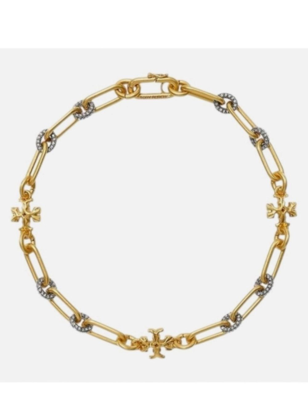 Tory Burch Roxanne Chain Link Pave Choker Necklace